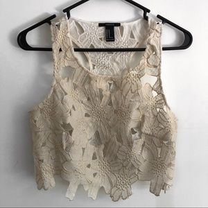 Elegant Gold Floral Cut Out Crop Top